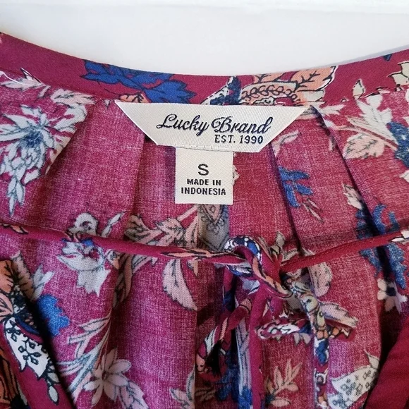 🌸 Lucky Brand | Bohemian‎ Floral Jersey Top S - Picture 9 of 13